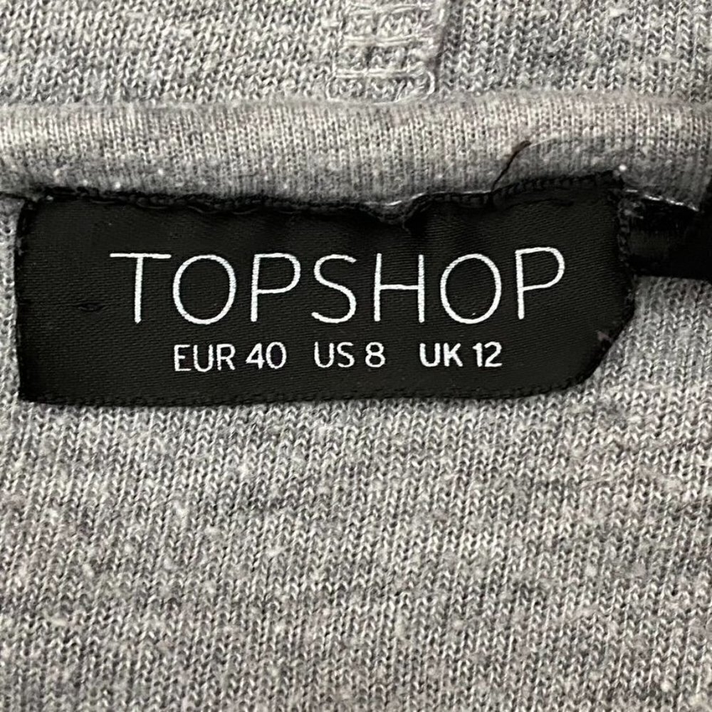 Topshop Zip Hoodie Sz 8 Grey Terry Cloth Casual Spring Preowned - Picture 6 of 9